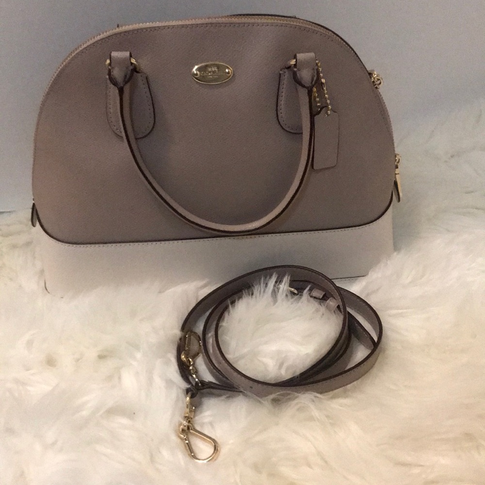 Coach Mini Sierra Satchel Long Strap Taupe Cream